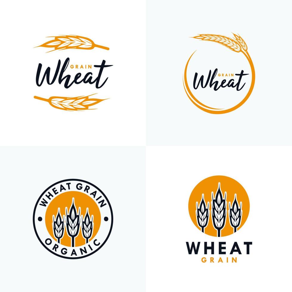 Premium-Grain-Flachvektor-Logo-Designs gesetzt vektor