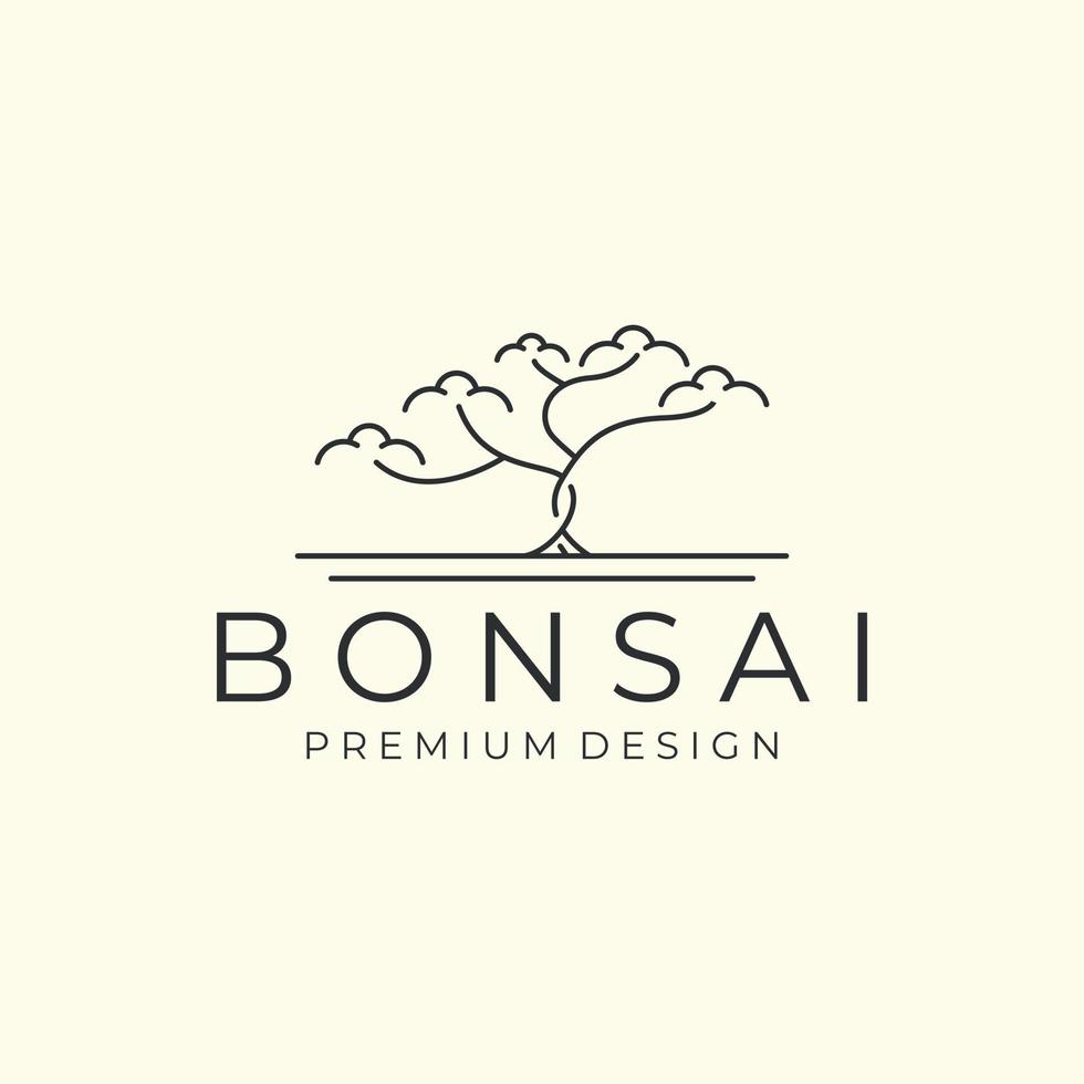 bonsai mit minimalistischer linearer stillogovektordesign-ikonenschablonenillustration vektor