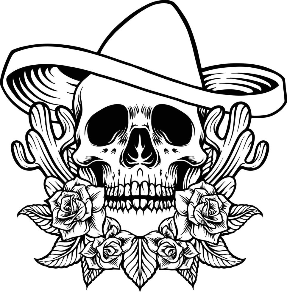 cinco de mayo mexikansk skalle logotyp silhuett vektor