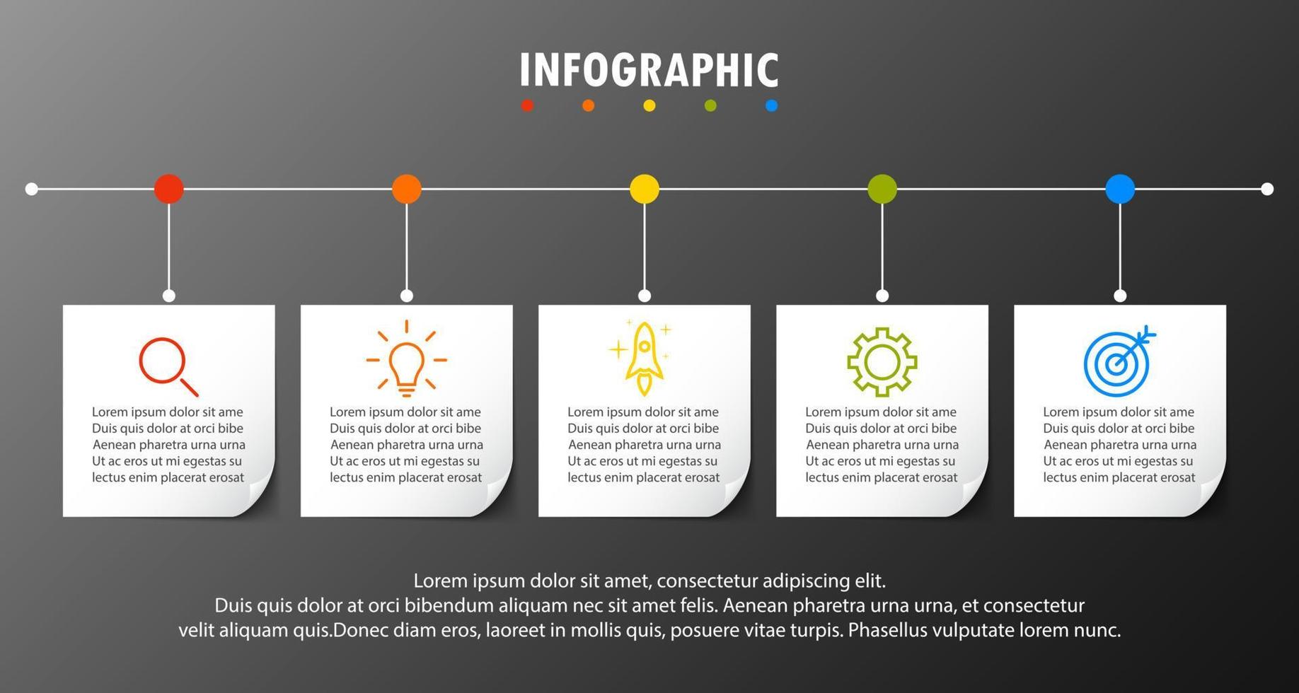 infographic mall med de bild av 5 rektanglar vektor