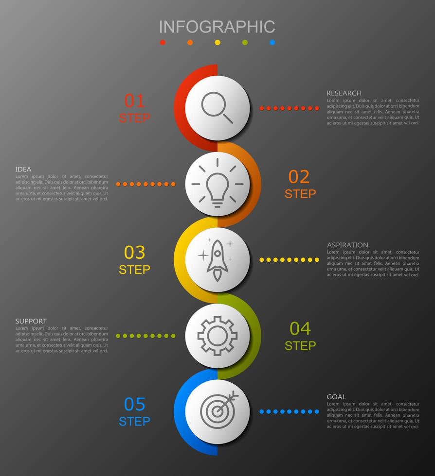 infographic mall med de bild av 5 rektanglar vektor