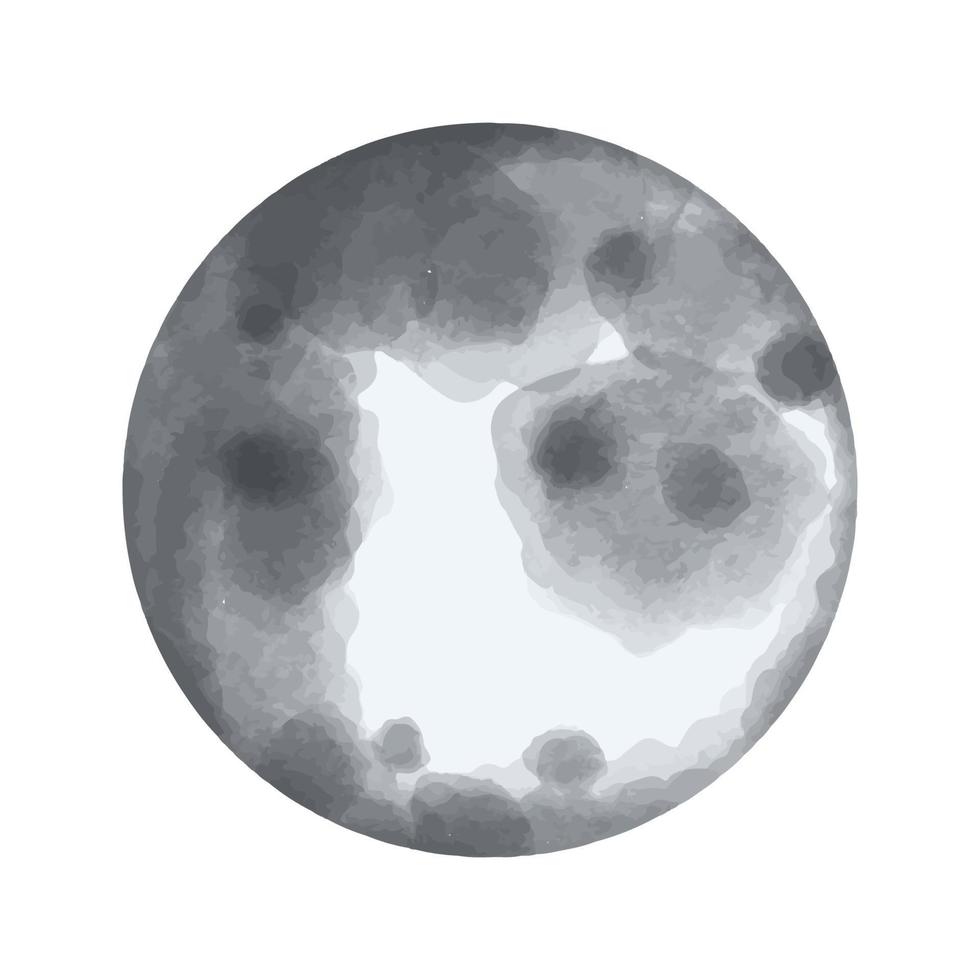 vektor måne målad i vattenfärg. Plats illustration.