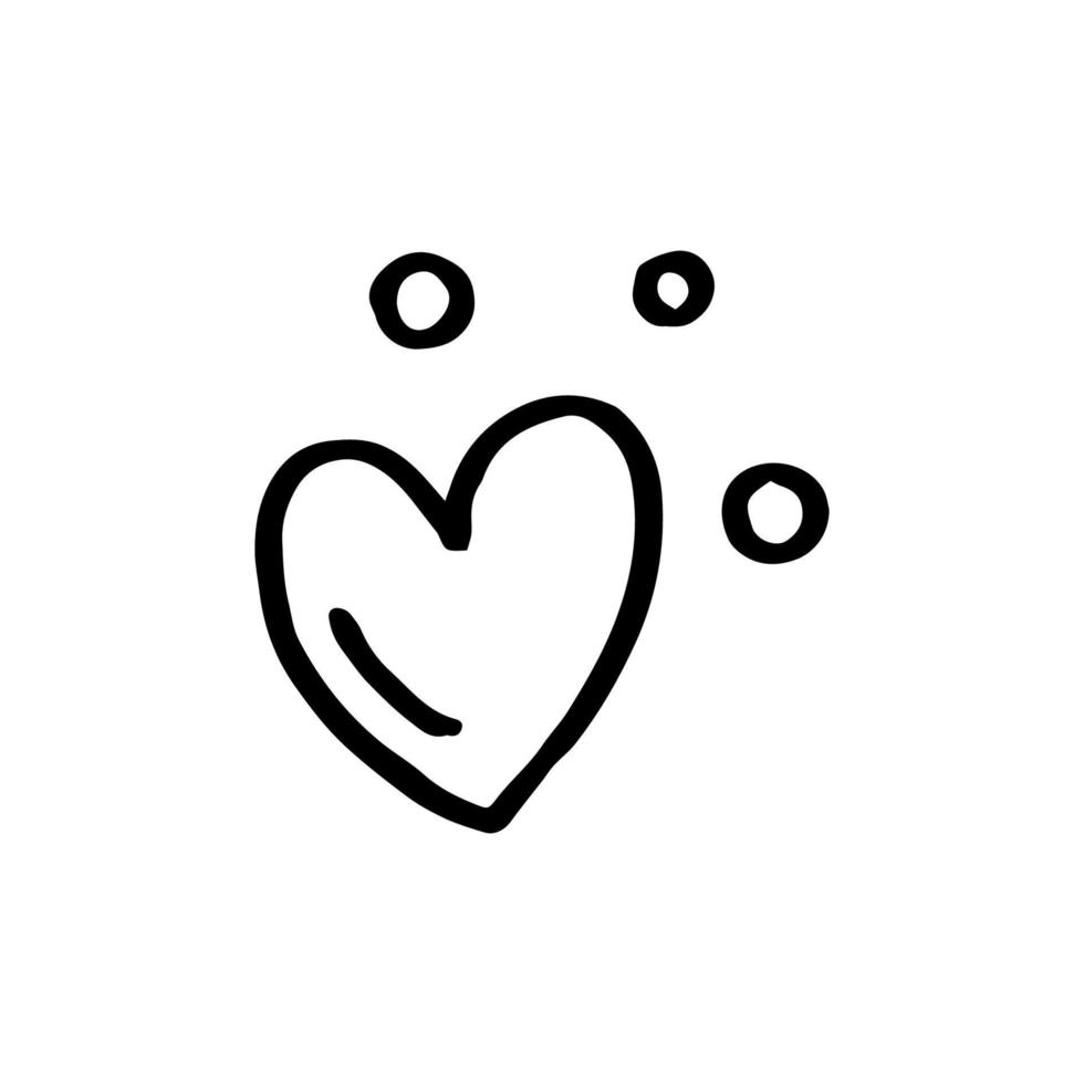 vektor svart hand dragen hjärta ikon.