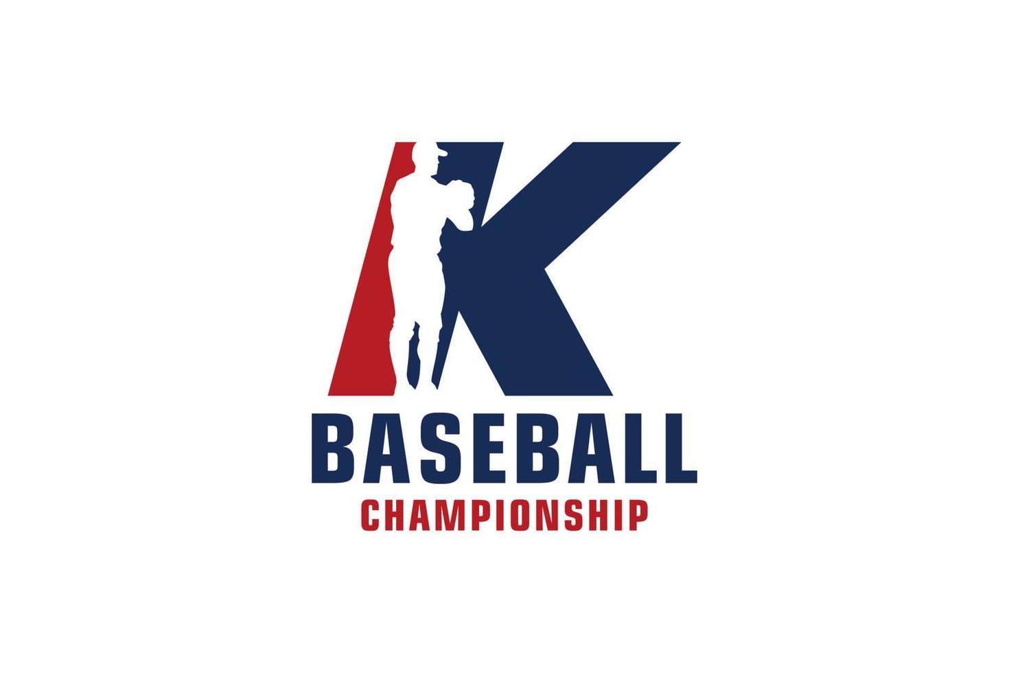 Buchstabe k mit Baseball-Logo-Design. Vektordesign-Vorlagenelemente für Sportteams oder Corporate Identity. vektor