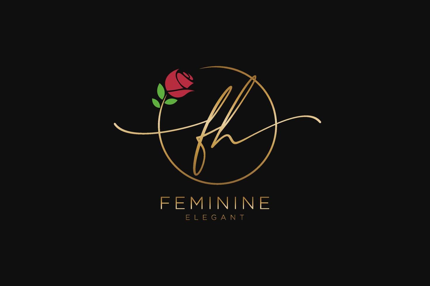 första fh feminin logotyp skönhet monogram och elegant logotyp design, handstil logotyp av första signatur, bröllop, mode, blommig och botanisk med kreativ mall. vektor