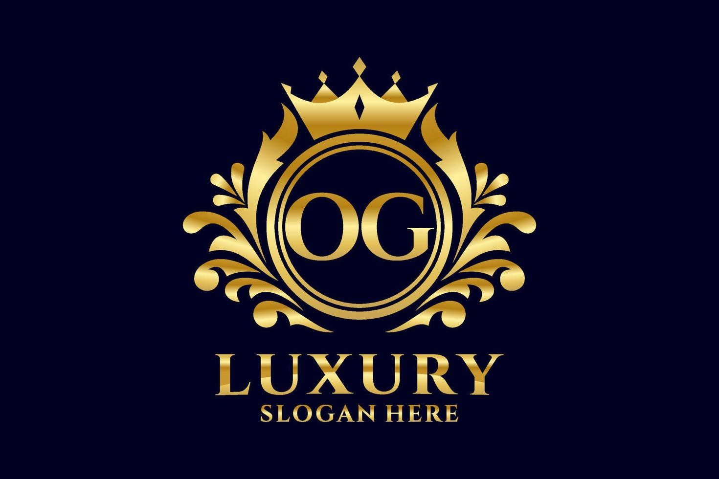 Royal Luxury Logo-Vorlage mit anfänglichem og-Buchstaben in Vektorgrafiken für luxuriöse Branding-Projekte und andere Vektorillustrationen. vektor