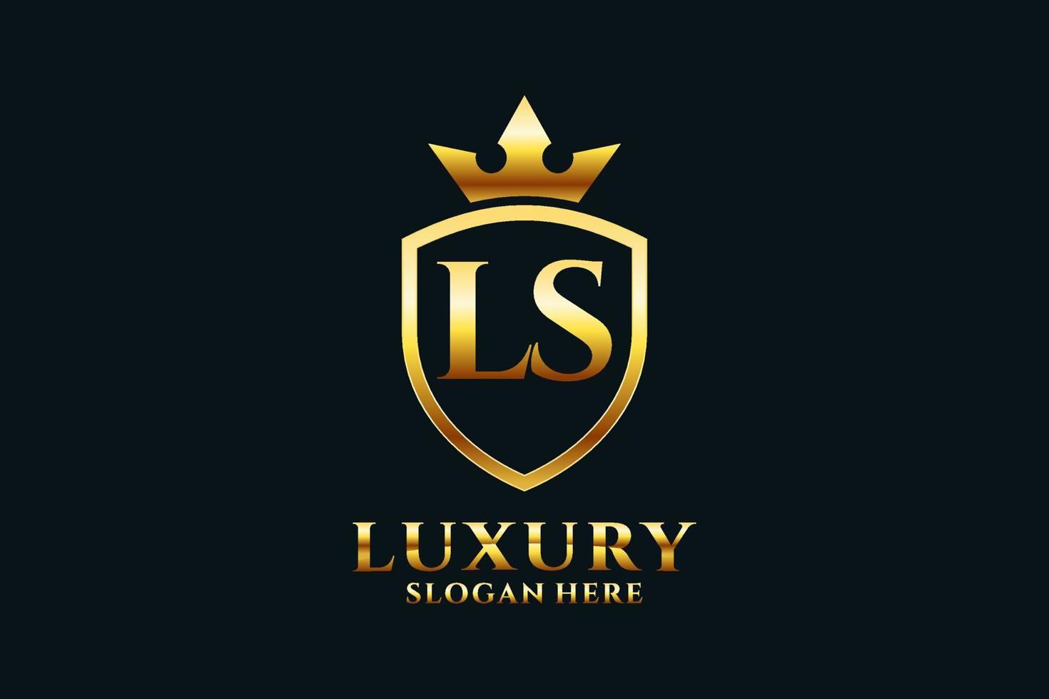 Initial ls elegantes Luxus-Monogramm-Logo oder Abzeichen-Vorlage mit Schriftrollen und Königskrone – perfekt für luxuriöse Branding-Projekte vektor