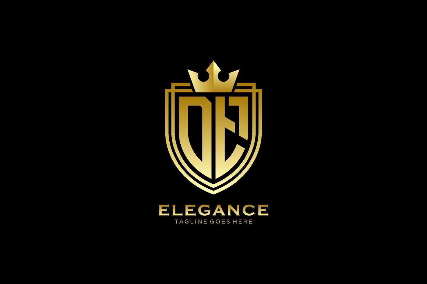 första dt elegant lyx monogram logotyp eller bricka mall med rullar och kunglig krona - perfekt för lyxig branding projekt vektor