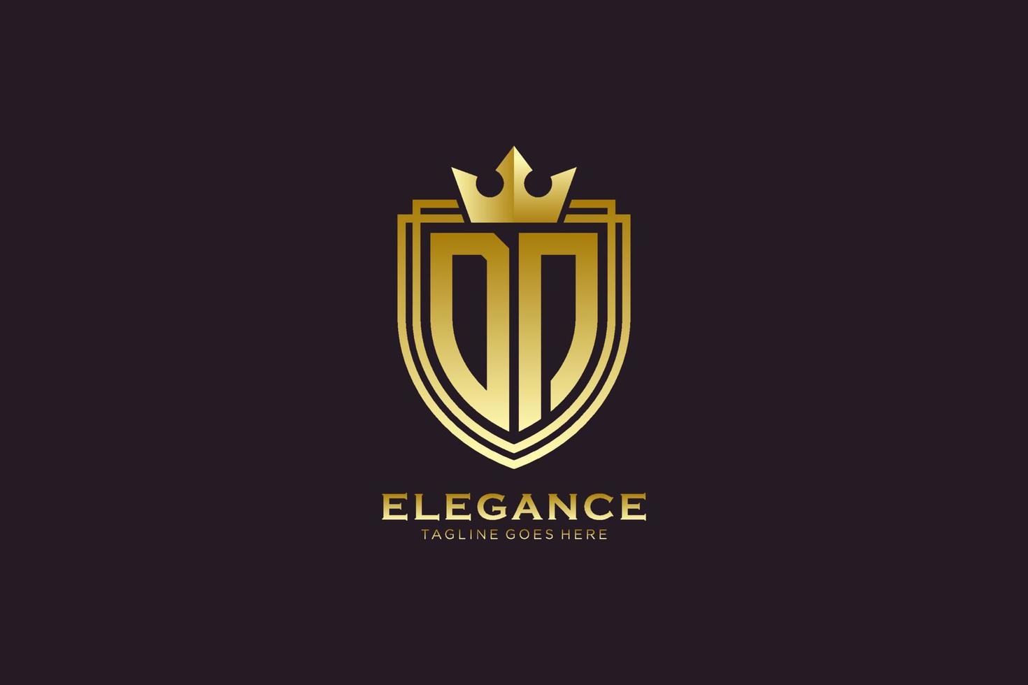 Initial dn Elegantes Luxus-Monogramm-Logo oder Abzeichen-Vorlage mit Schriftrollen und Königskrone – perfekt für luxuriöse Branding-Projekte vektor