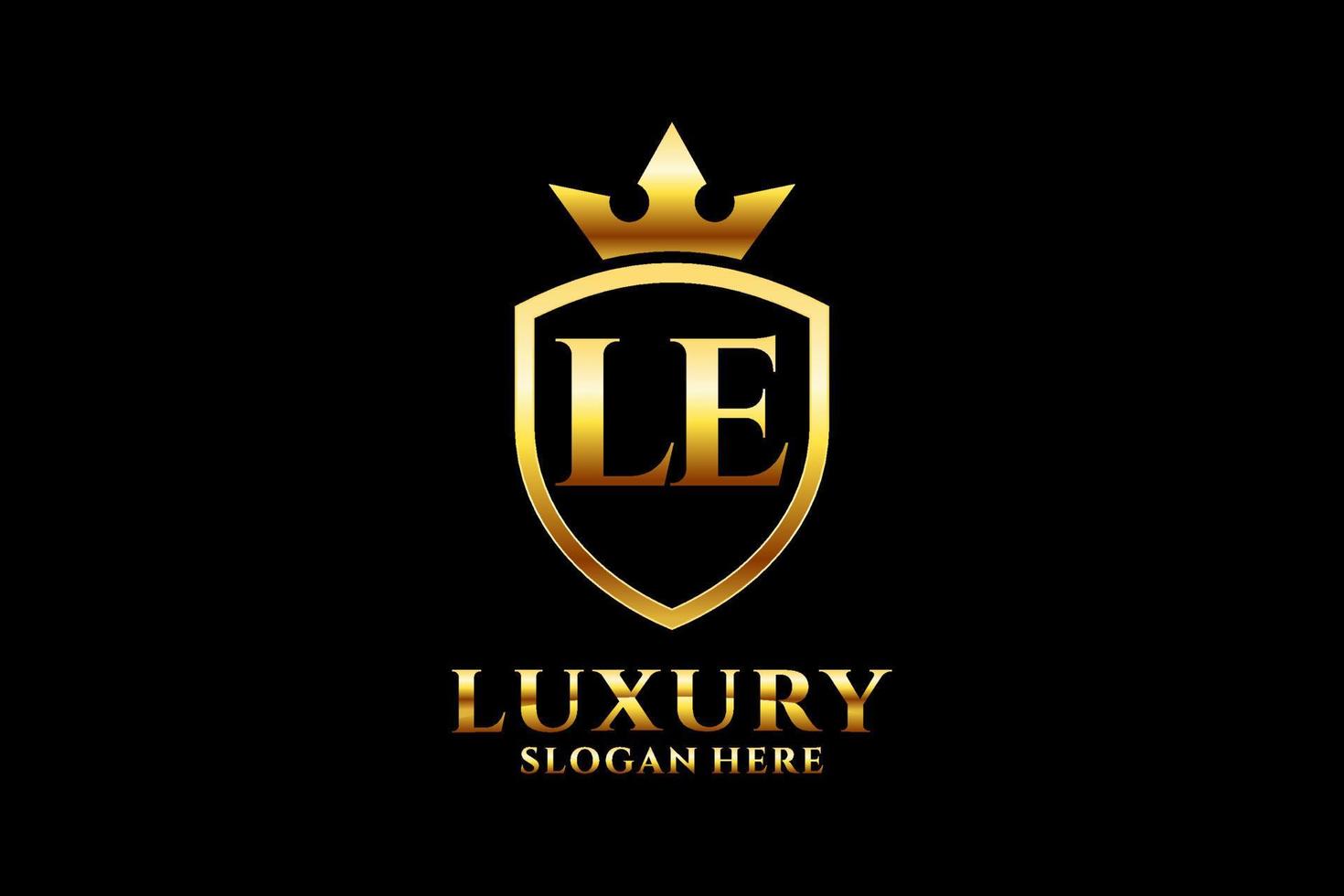 Initial le elegantes Luxus-Monogramm-Logo oder Abzeichen-Vorlage mit Schriftrollen und Königskrone – perfekt für luxuriöse Branding-Projekte vektor
