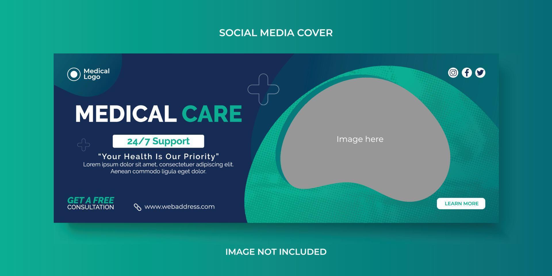 medicinsk sjukvård, dental vård social media omslag, Facebook omslag, webb baner mall vektor