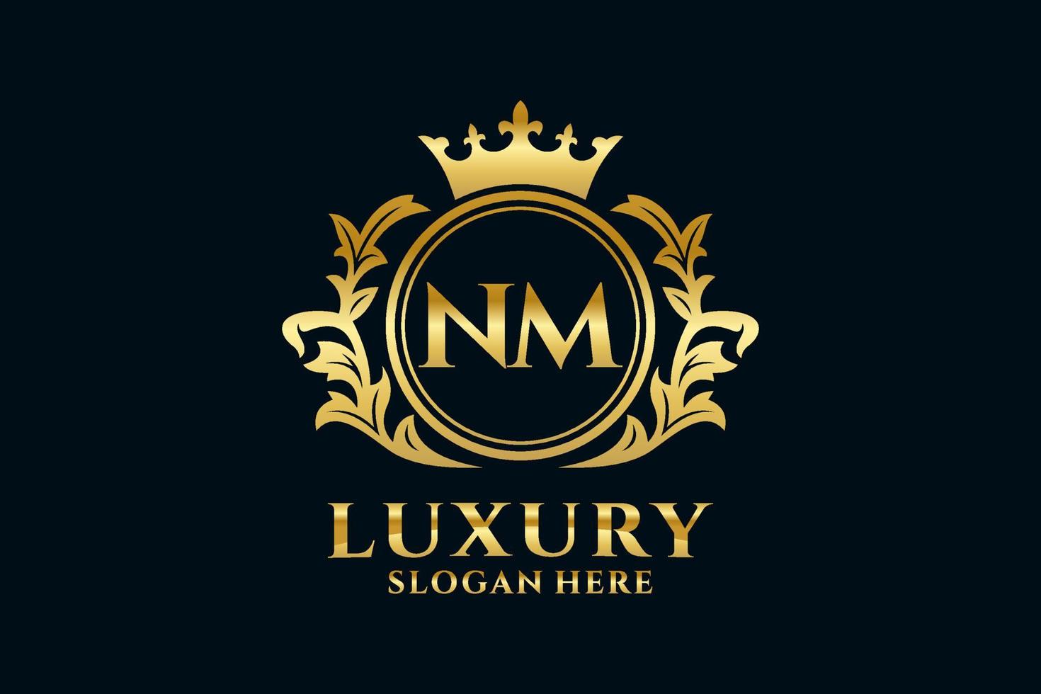 königliche Luxus-Logo-Vorlage mit anfänglichem nm-Buchstaben in Vektorgrafiken für luxuriöse Branding-Projekte und andere Vektorillustrationen. vektor