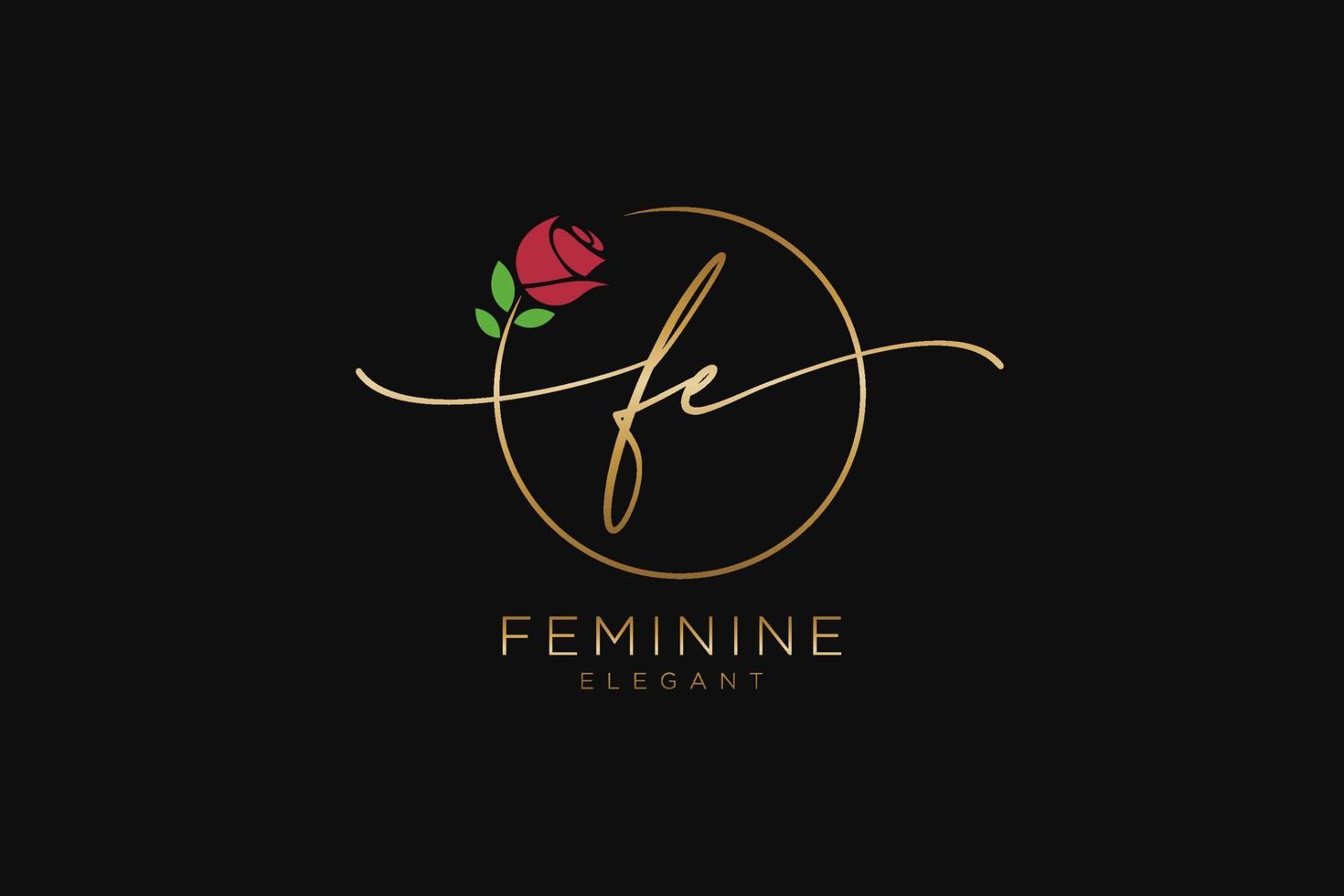 första fe feminin logotyp skönhet monogram och elegant logotyp design, handstil logotyp av första signatur, bröllop, mode, blommig och botanisk med kreativ mall. vektor