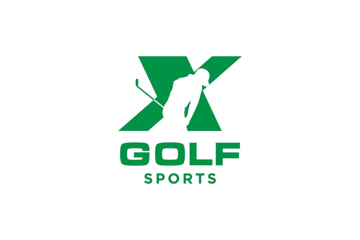 Alphabet-Buchstaben-Symbol-Logo x für Golf-Logo-Design-Vektorvorlage, Vektor-Etikett des Golfsports, Logo der Golf-Meisterschaft, Illustration, kreatives Symbol, Designkonzept vektor