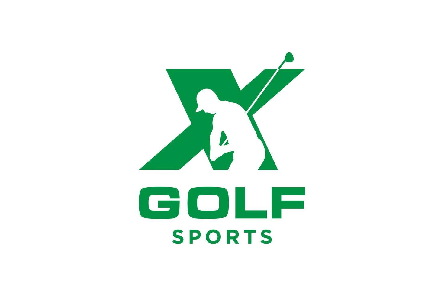 Alphabet-Buchstaben-Symbol-Logo x für Golf-Logo-Design-Vektorvorlage, Vektor-Etikett des Golfsports, Logo der Golf-Meisterschaft, Illustration, kreatives Symbol, Designkonzept vektor