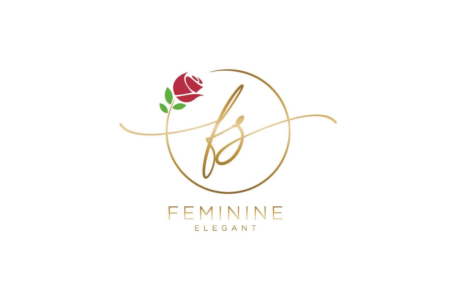 första fs feminin logotyp skönhet monogram och elegant logotyp design, handstil logotyp av första signatur, bröllop, mode, blommig och botanisk med kreativ mall. vektor