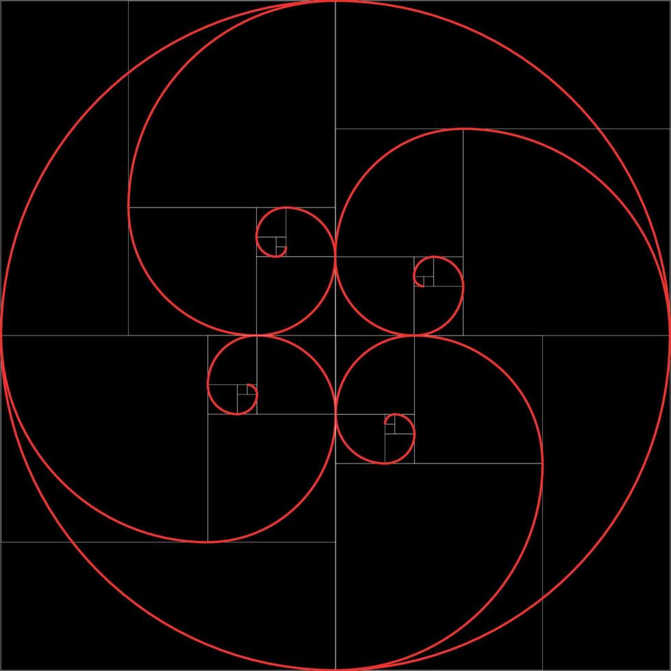 Fibonacci spiral. gyllene förhållande vektor