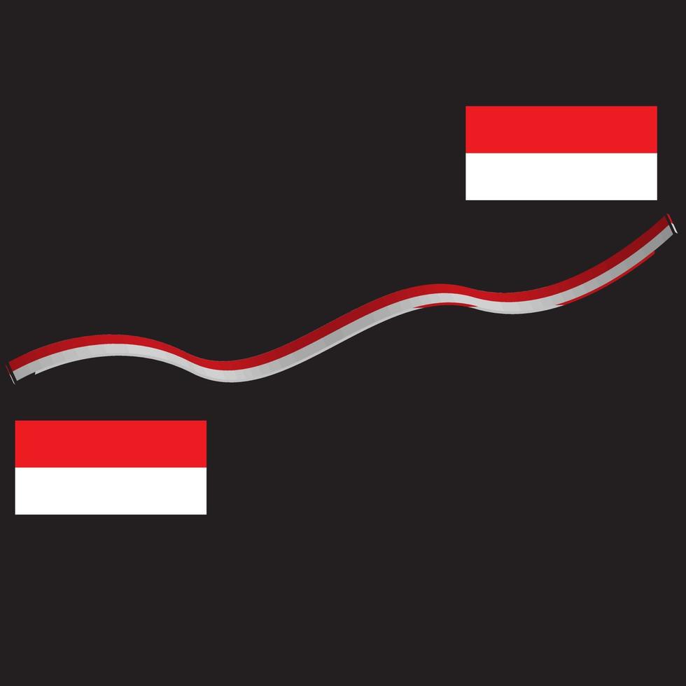 indonesiska flagga svart bakgrund på oberoende dag 17 augusti. vektor