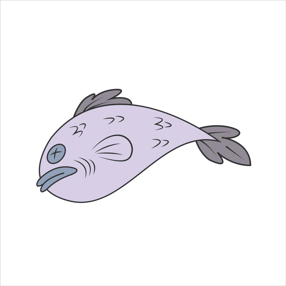 tecknad död- fisk ikon vektor