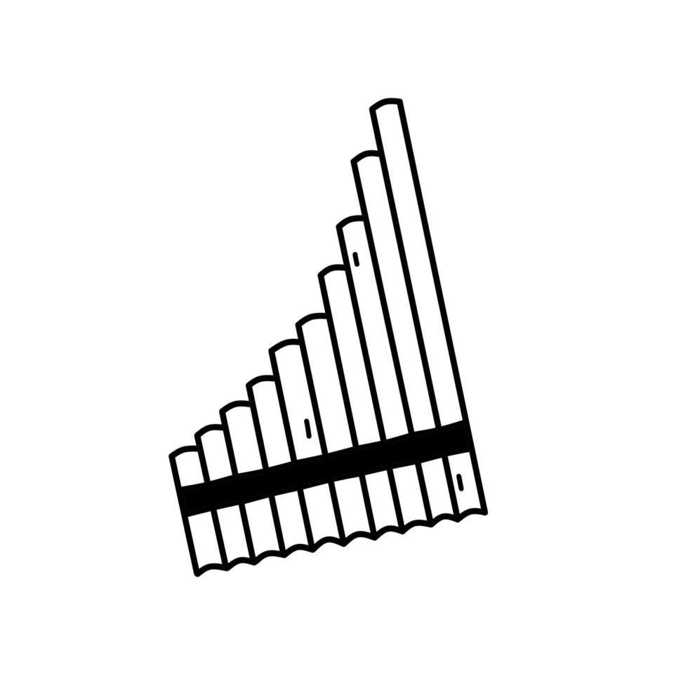 panorera flöjt eller pannpipor isolerat på vit bakgrund. träblås- musikalisk instrument. vektor ritad för hand illustration i klotter stil. perfekt för kort, dekorationer, logotyp, olika mönster.