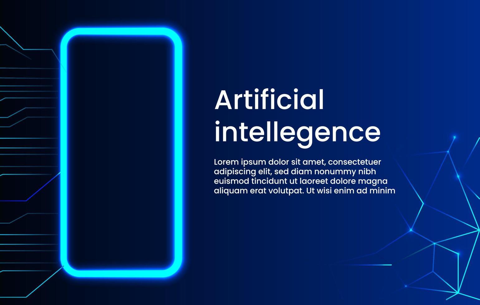 artifical intelligens teknologi ilustration design. trogen design med lysande objekt ilustration vektor