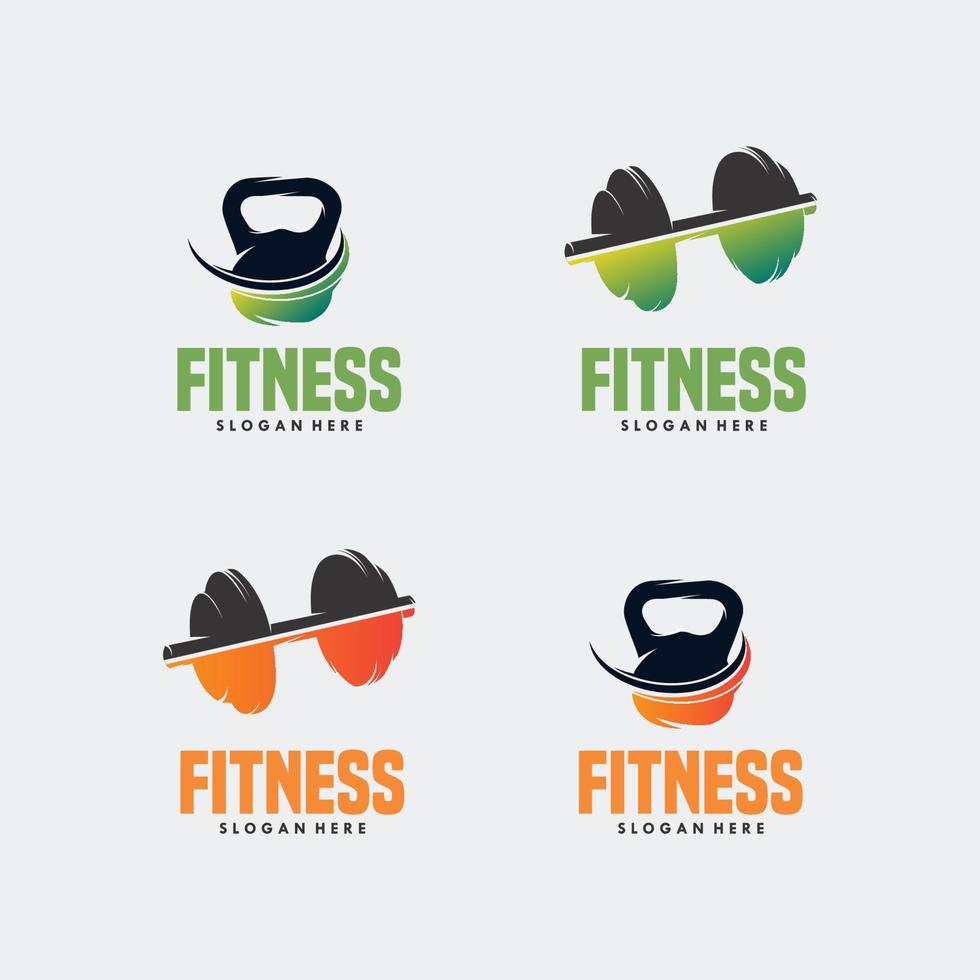 Kesselglocke und Langhantel-Logo für Fitness, Clipart-Vektor vektor