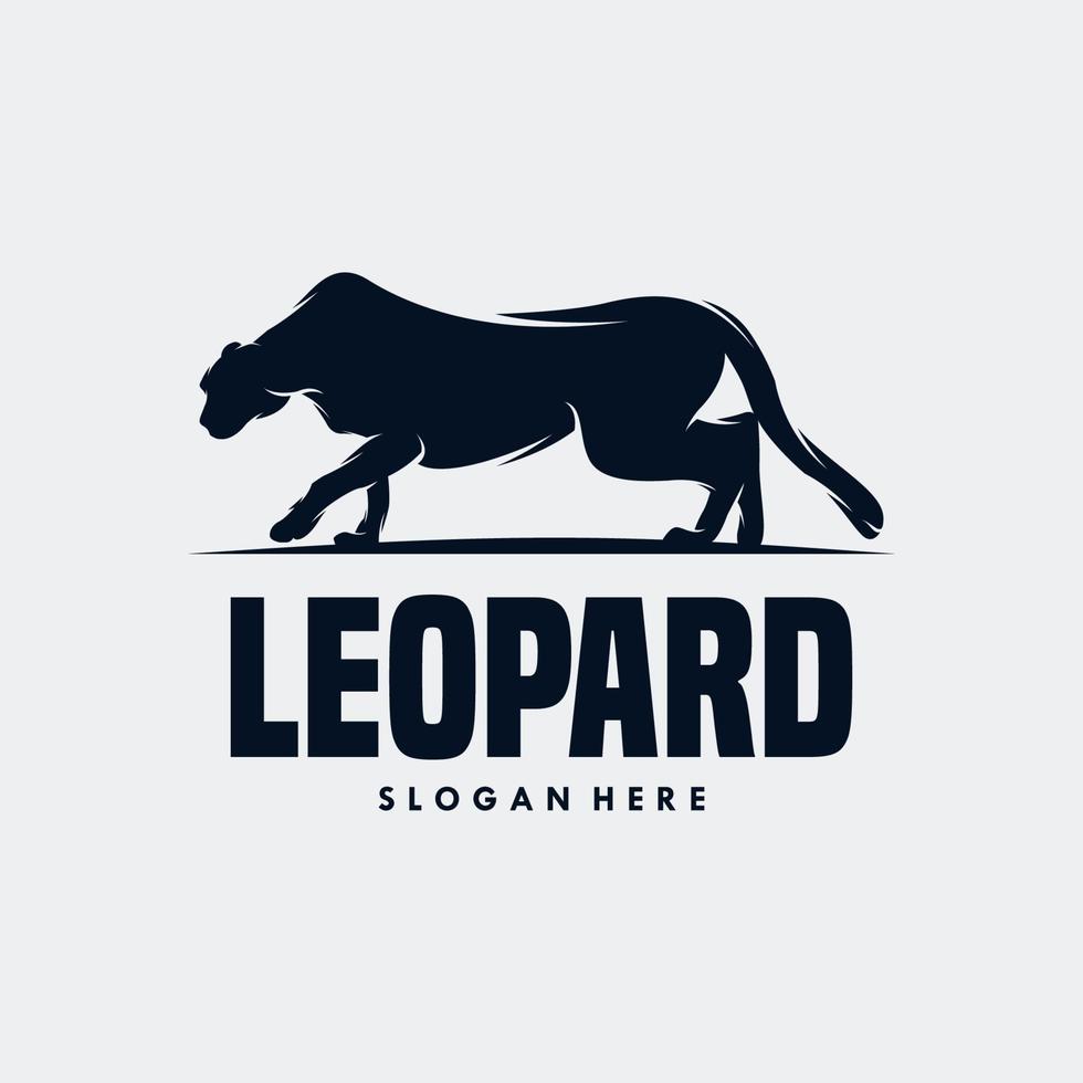 Silhouette des Leoparden im Mond-Logo-Design vektor