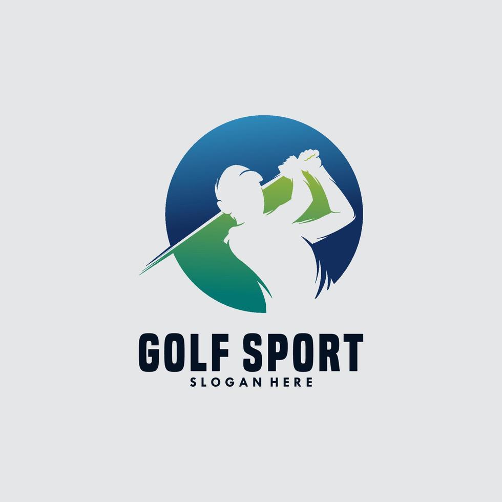 mann schwingt golf, golfspieler club, logo, symbol, ikone, grafik, vektor. vektor