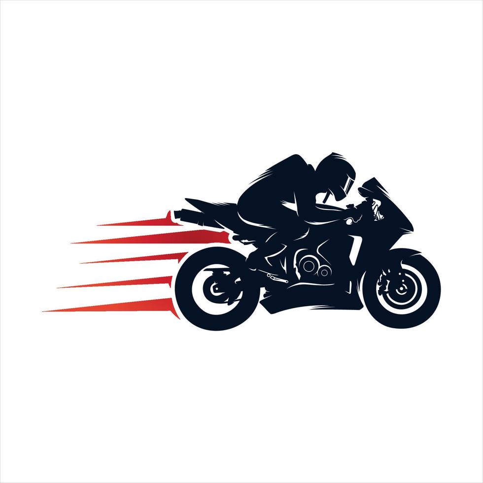 motorcykel tävlings med snabb logotyp design vektor