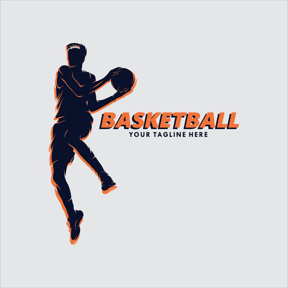 Logo-Design für Basketball-Sportbewegungen vektor