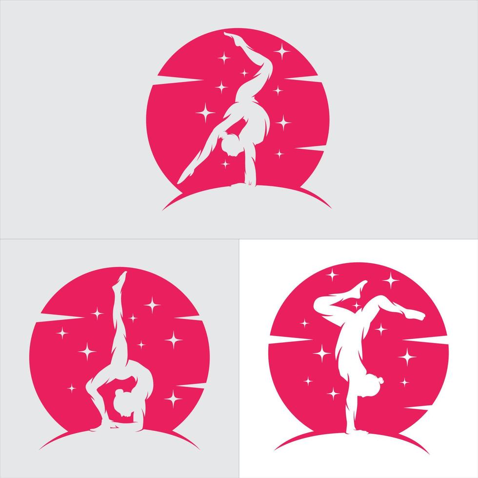 Satz von Gymnastik-Logo-Design vektor