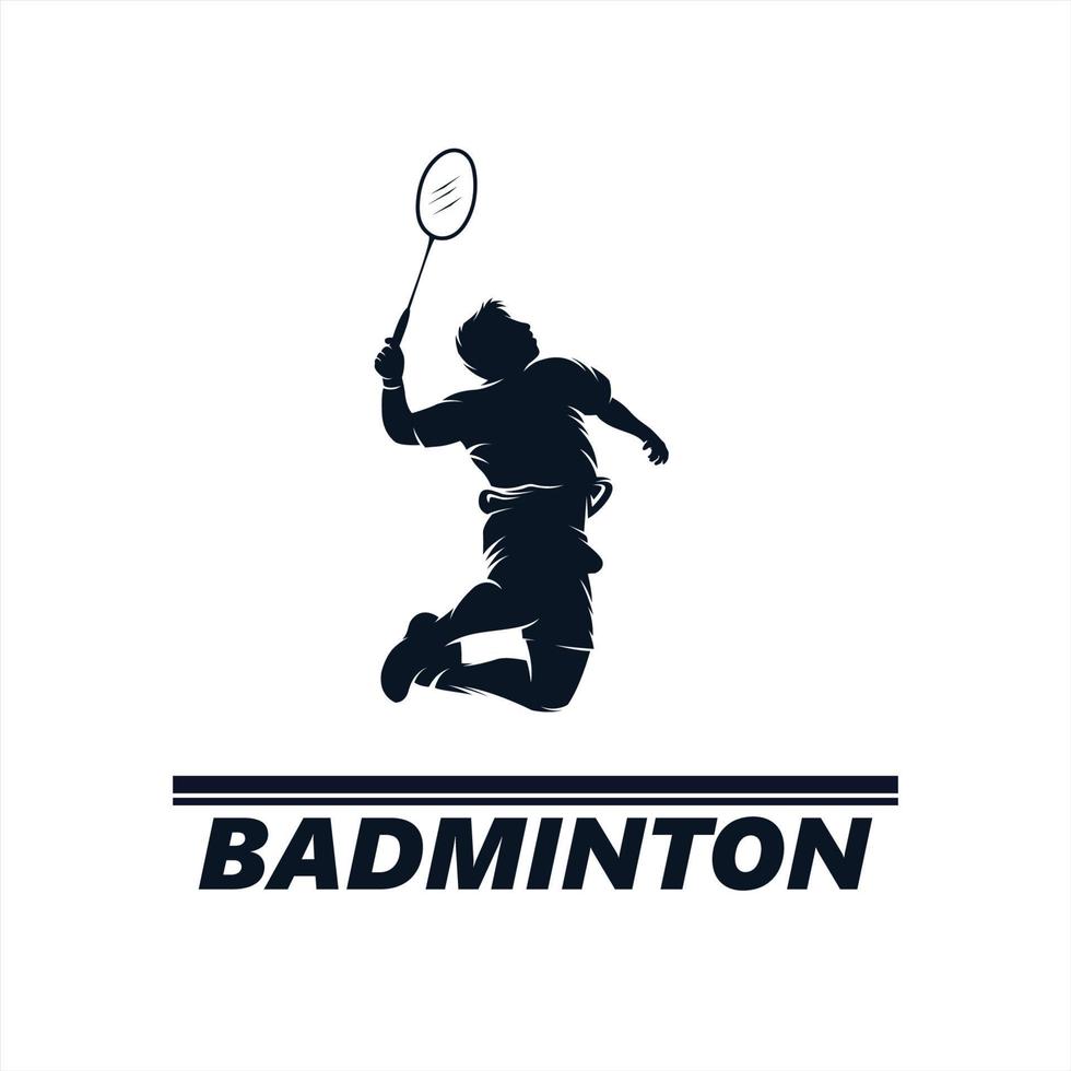 hoppa smash badminton silhuett logotyp vektor