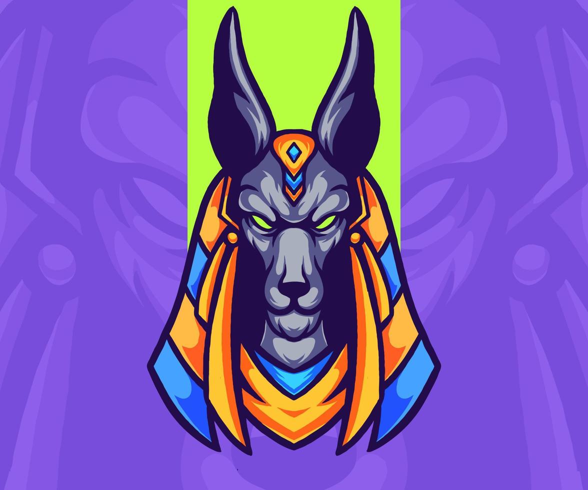 Gud anubis logotyp maskot illustration. vektor