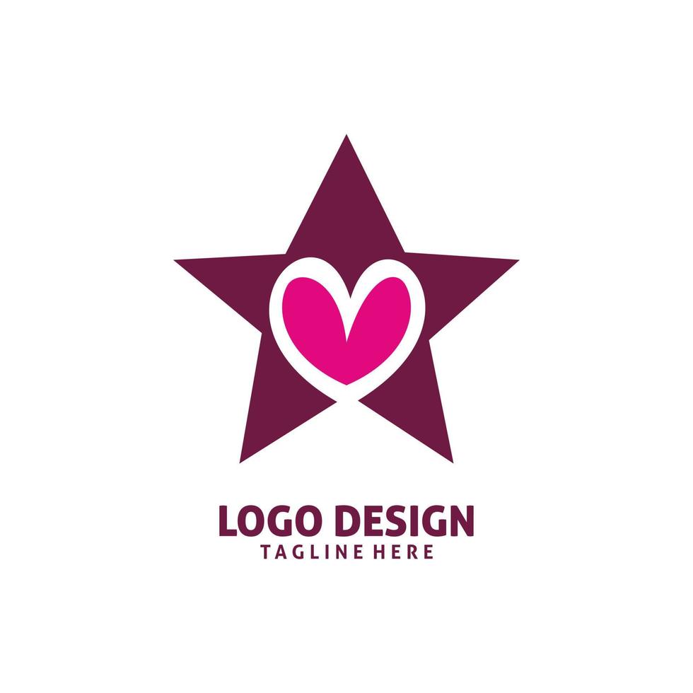 Liebe Herz-Stern-Logo-Design vektor