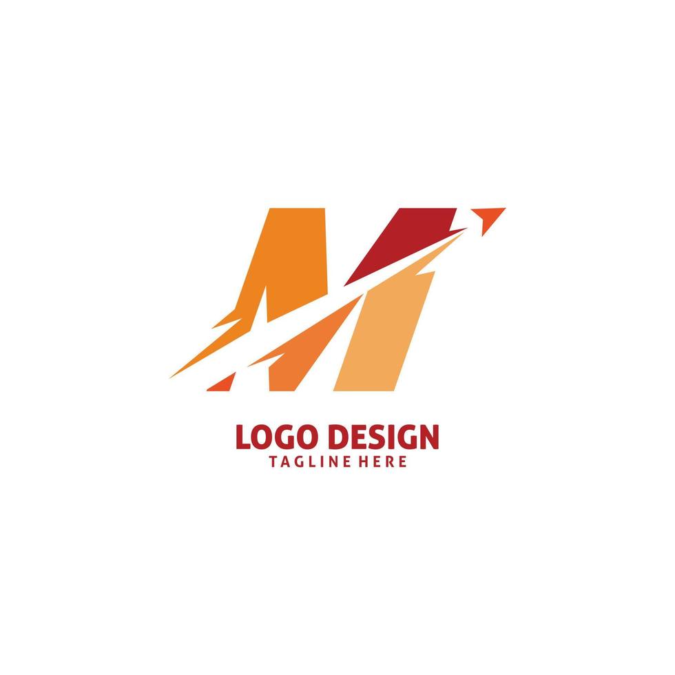 snedstreck pil brev m logotyp design vektor