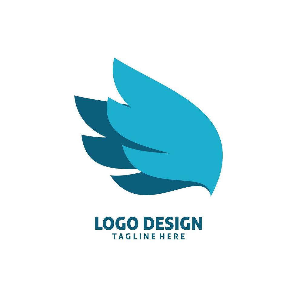 blaues Doppelflügel-Logo-Design vektor