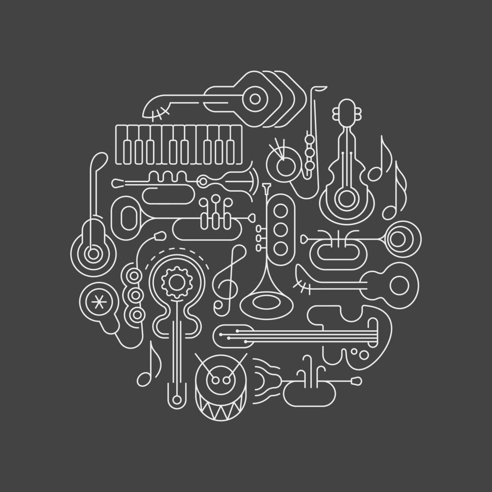 Strichzeichnungen für Musikinstrumente vektor