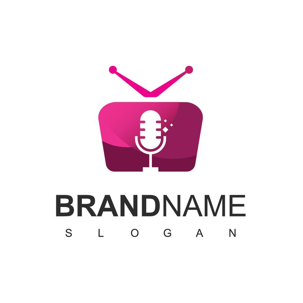 Podcast-Kanal-Logo-Design-Vorlage vektor