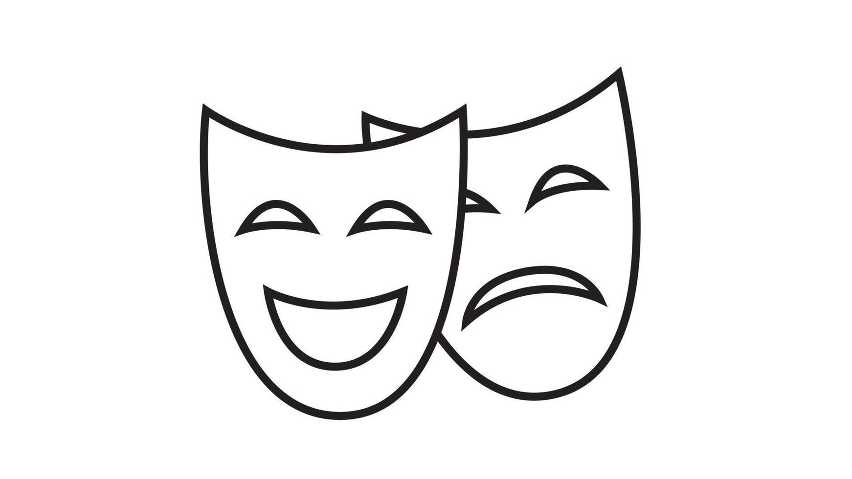 komedi och tragedi teater linje ikon masker vektor illustration