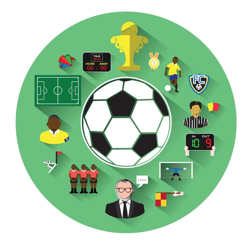 stor grupp av fotboll ikoner uppsättning med lång skugga effekt vektor
