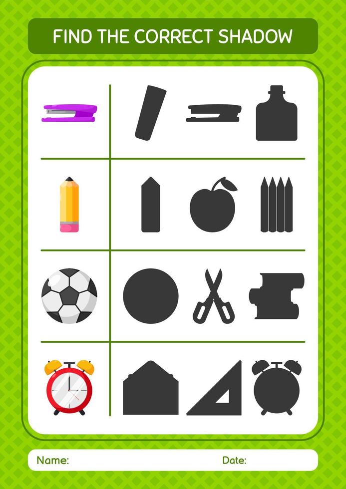 Finden Sie das richtige Schattenspiel mit dem Sommersymbol. arbeitsblatt für vorschulkinder, kinderaktivitätsblatt vektor