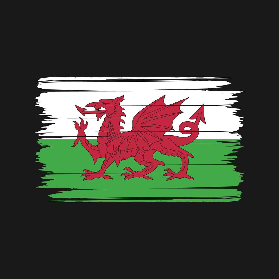 wales-flaggenbürstenvektor. Nationalflagge vektor