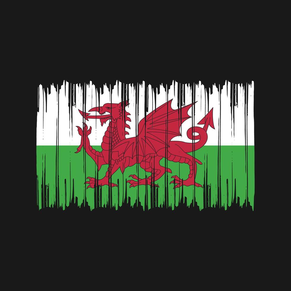 Wales flagga penseldrag. National flagga vektor