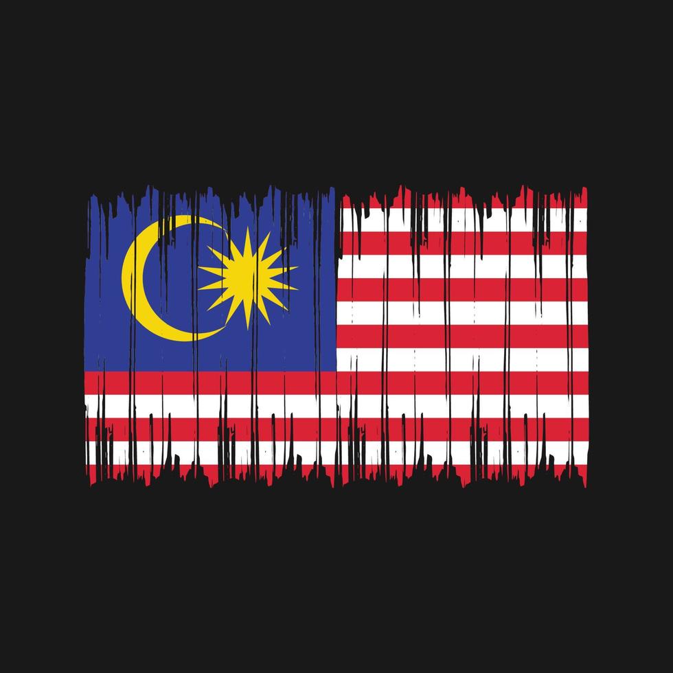malaysia flagga penseldrag. National flagga vektor