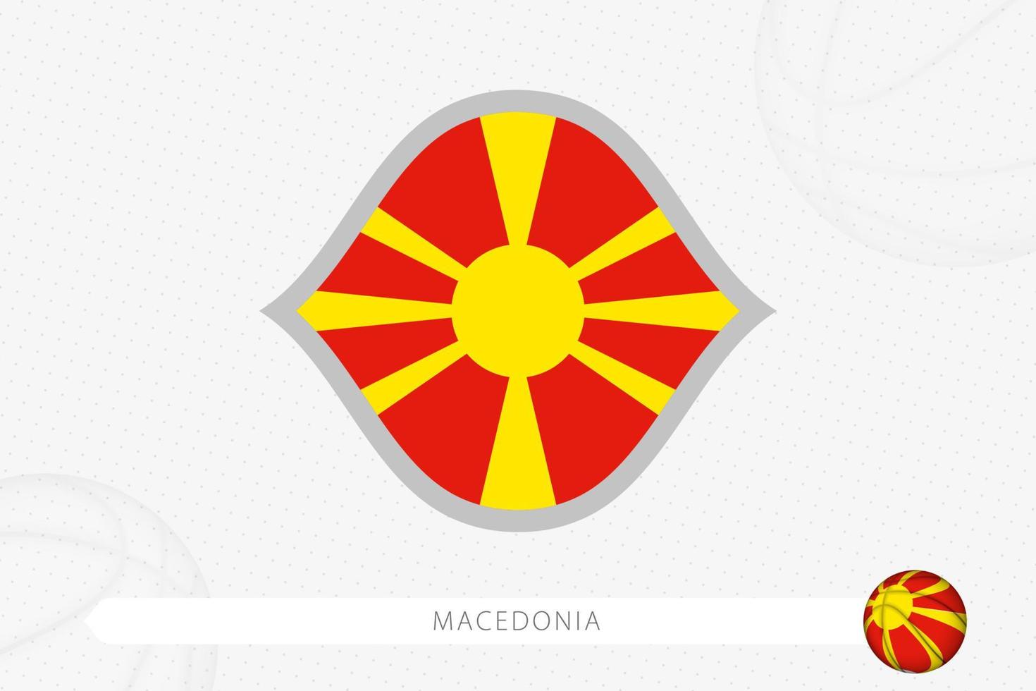 Mazedonien-Flagge für Basketballwettbewerb auf grauem Basketballhintergrund. vektor