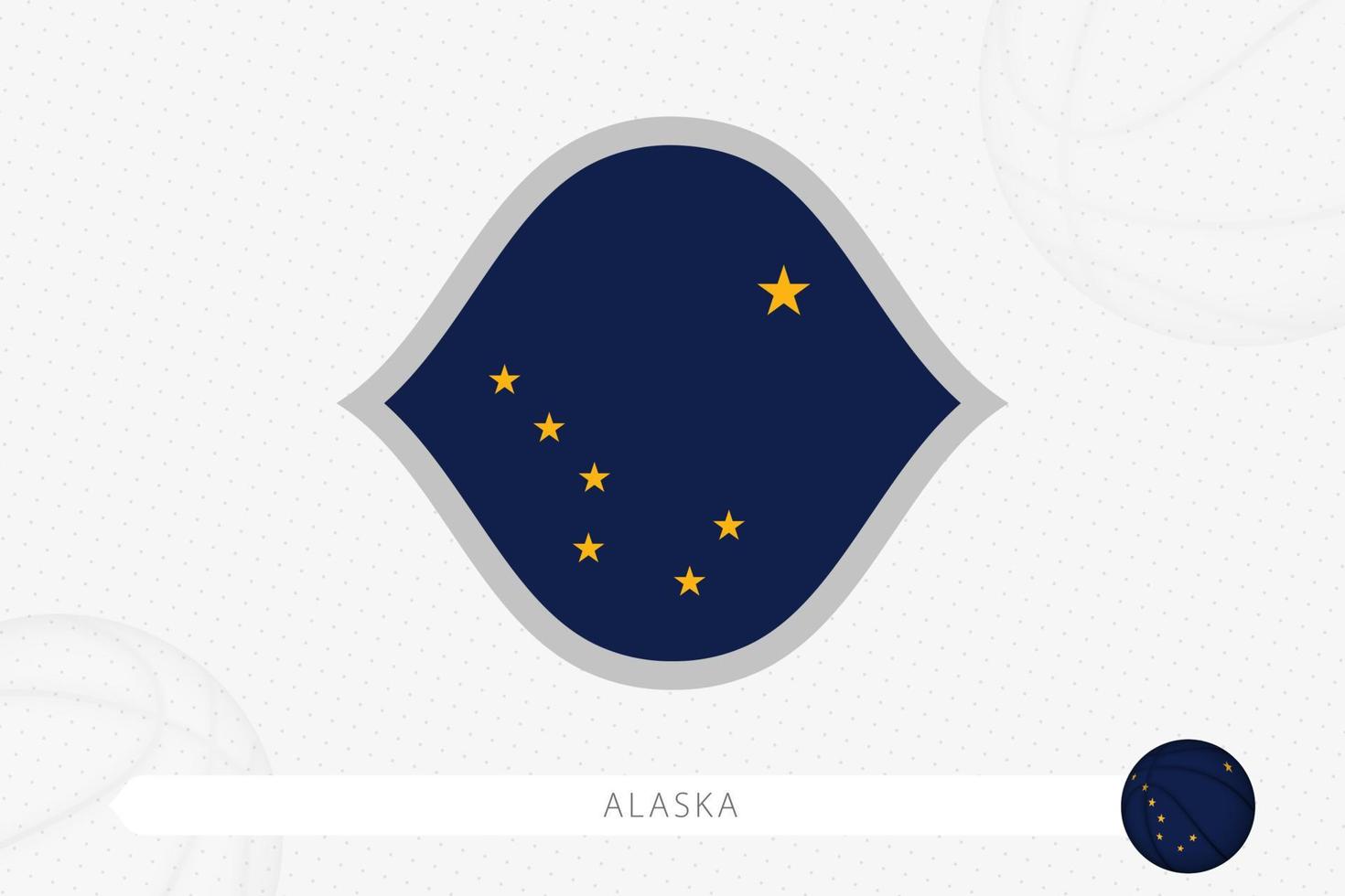 alaska-flagge für basketballwettbewerb auf grauem basketballhintergrund. vektor