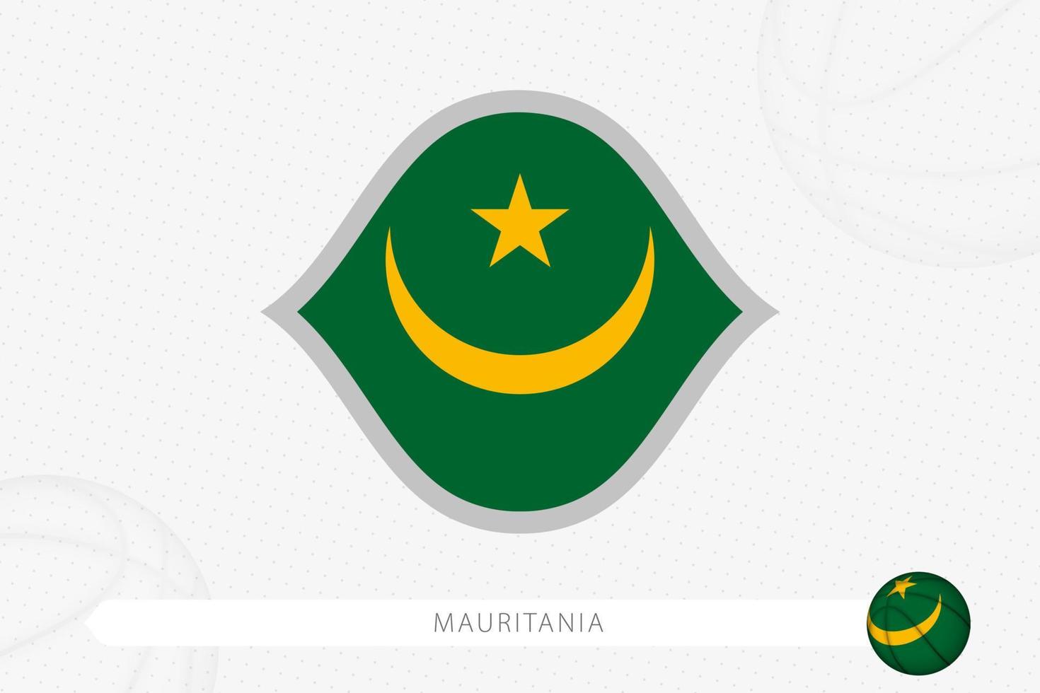 Mauretanien-Flagge für Basketballwettbewerb auf grauem Basketballhintergrund. vektor