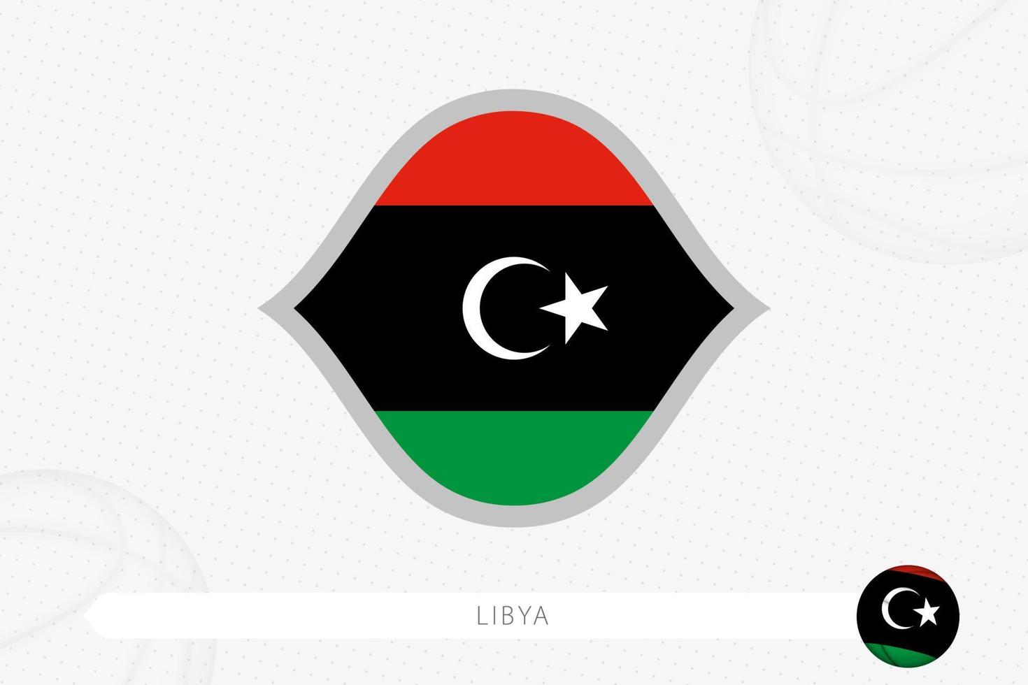 Libyen-Flagge für Basketballwettbewerb auf grauem Basketballhintergrund. vektor