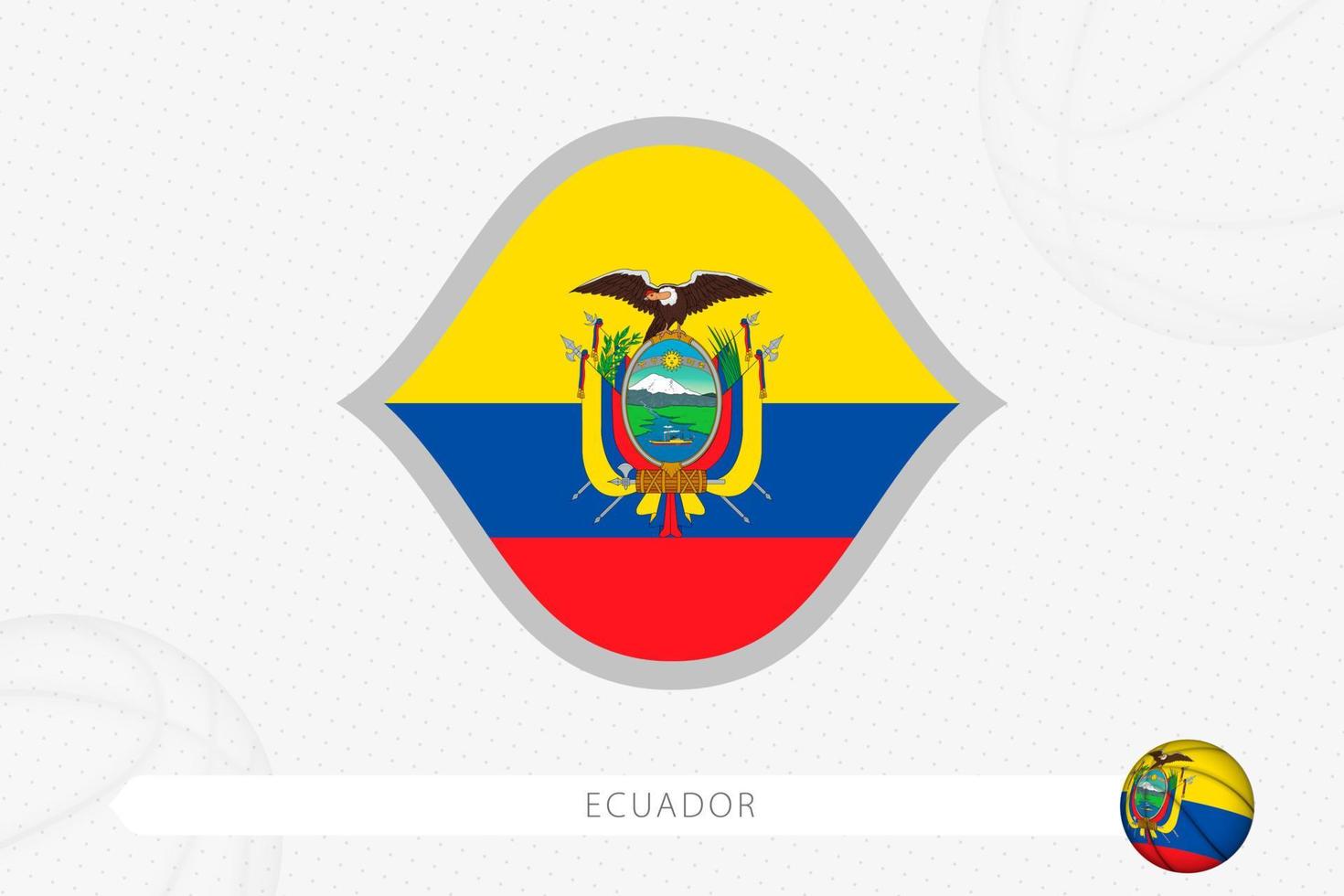 ecuador-flagge für basketballwettbewerb auf grauem basketballhintergrund. vektor