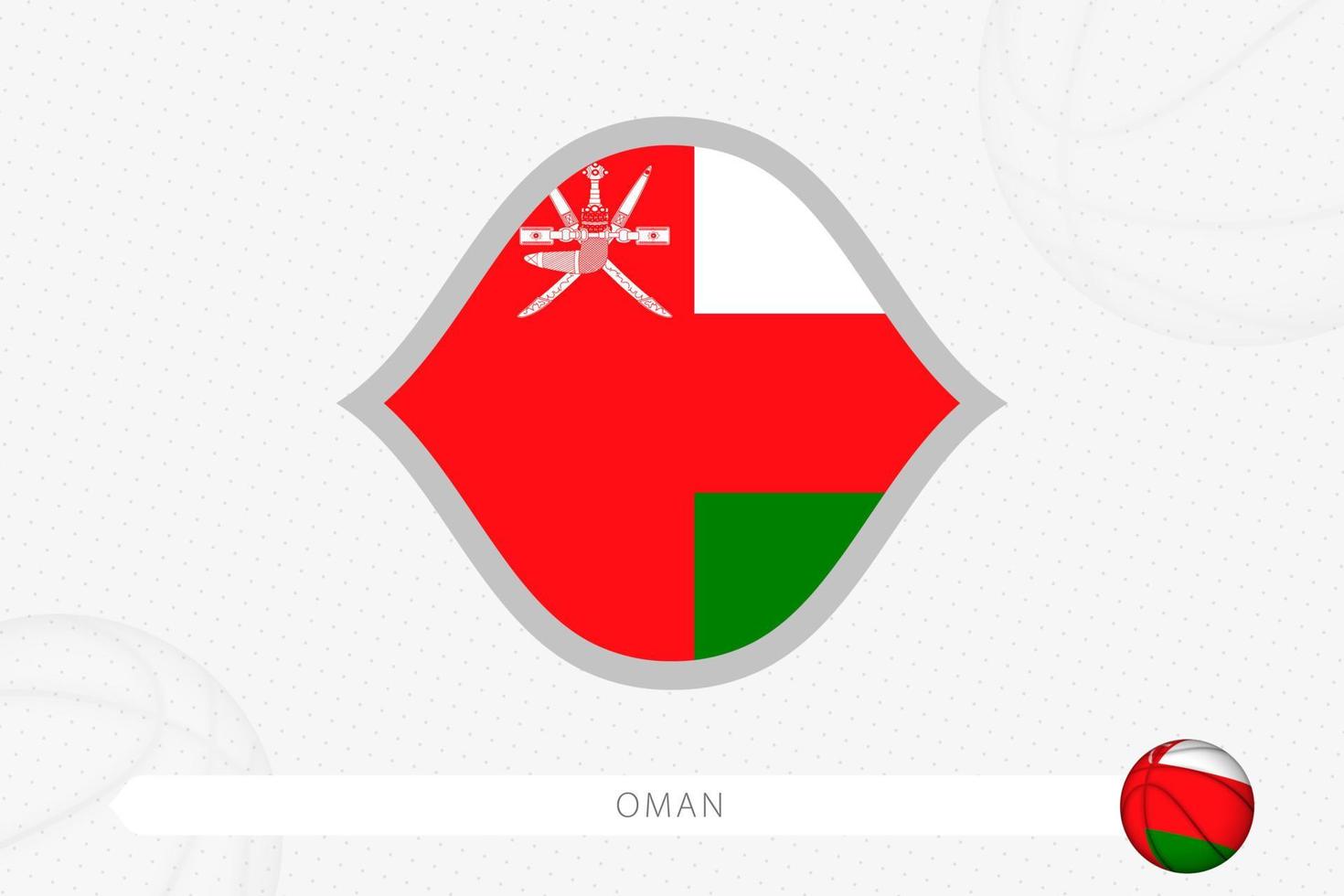 Oman-Flagge für Basketballwettbewerb auf grauem Basketballhintergrund. vektor